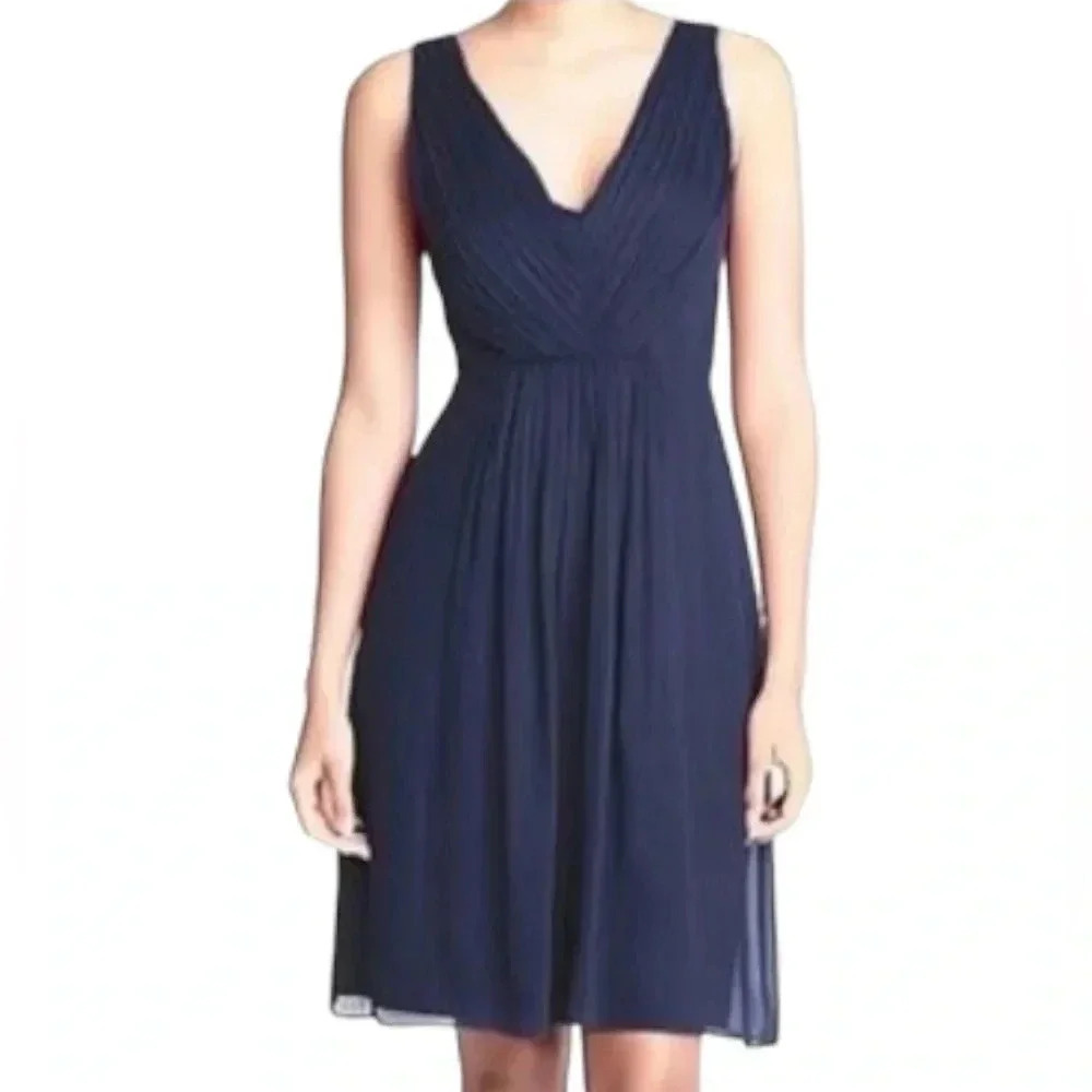 J CREW | Women’s Louisa Navy Crepe Chiffon Midi Dress Size 8
